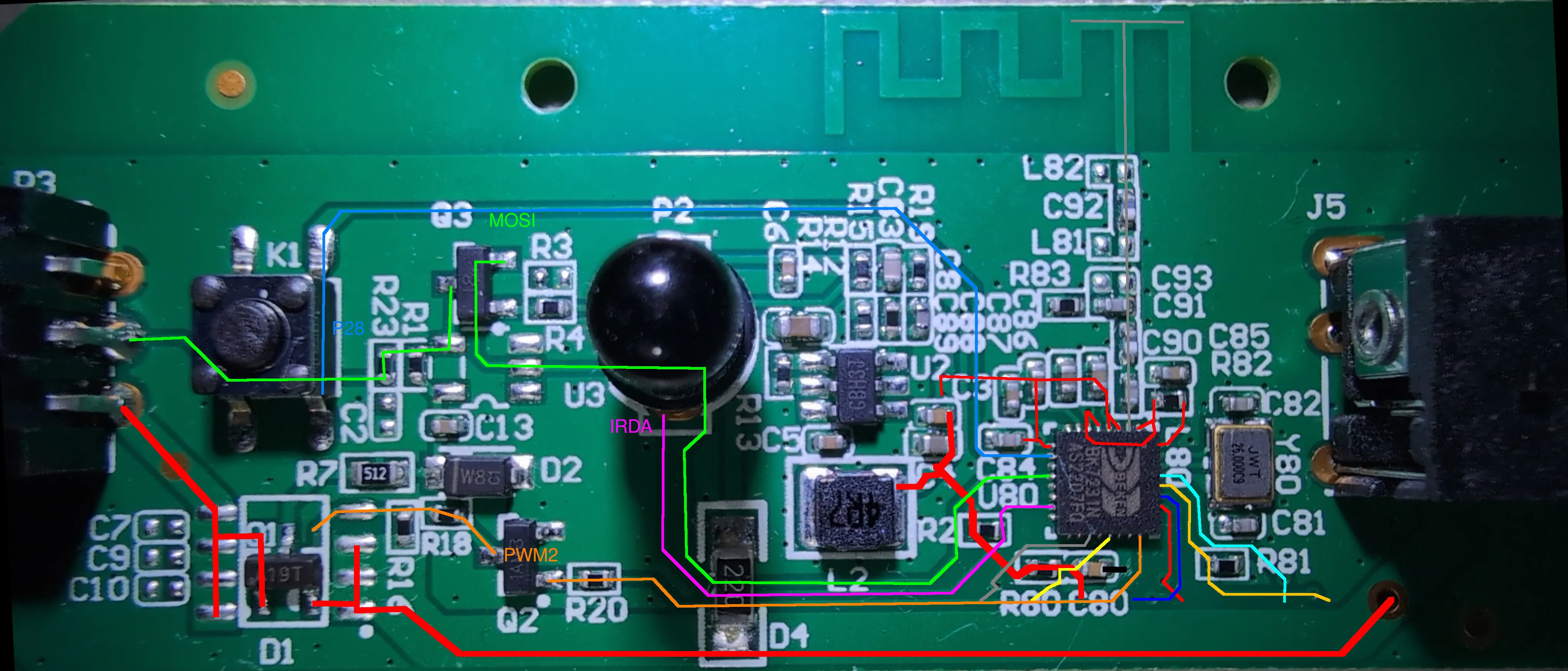 LSC OCLS26 PCB Top with traces LSC_LCLS26_traced