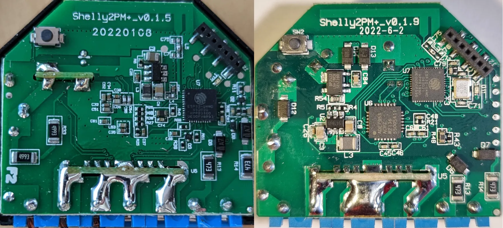Shelly Plus 2PM PCB Versions